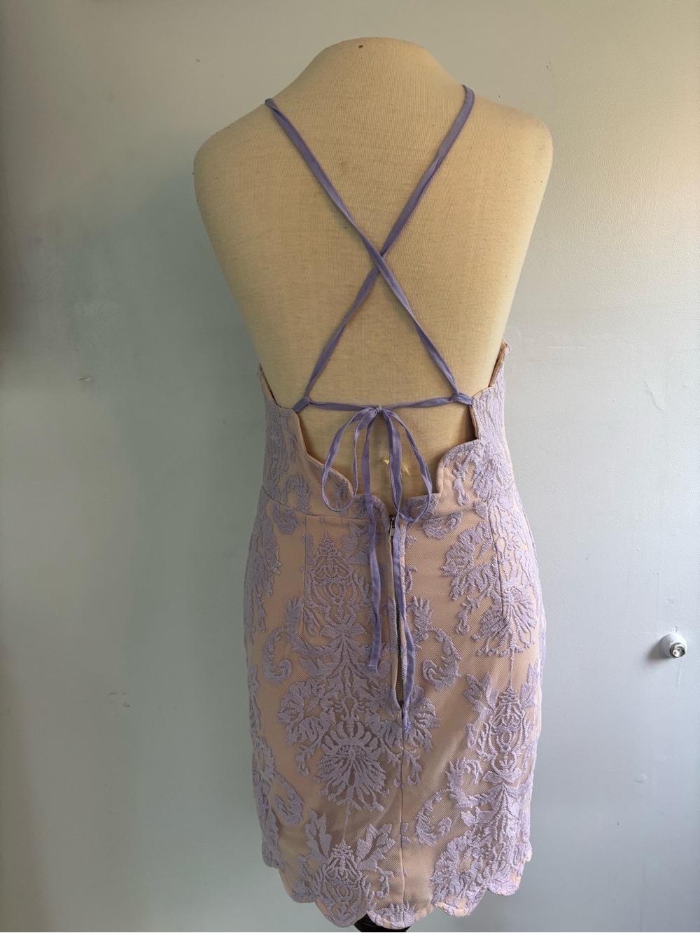 Hello Molly Lilac Lace Halter Mini Dress - Picture 5 of 6